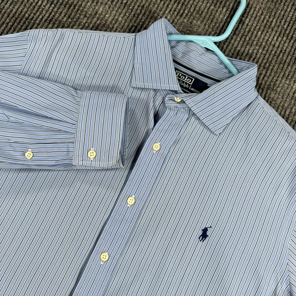Polo Ralph Lauren Shirt Mens XL Extra Large Blue Striped Long Sleeve Button Up